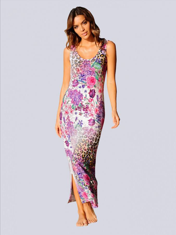 alba moda Strandjurk met patronenmix allover Paars