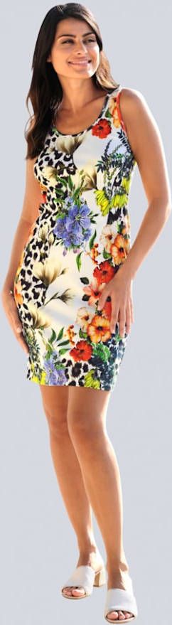 alba moda Strandjurk van elastische ribstof Wit