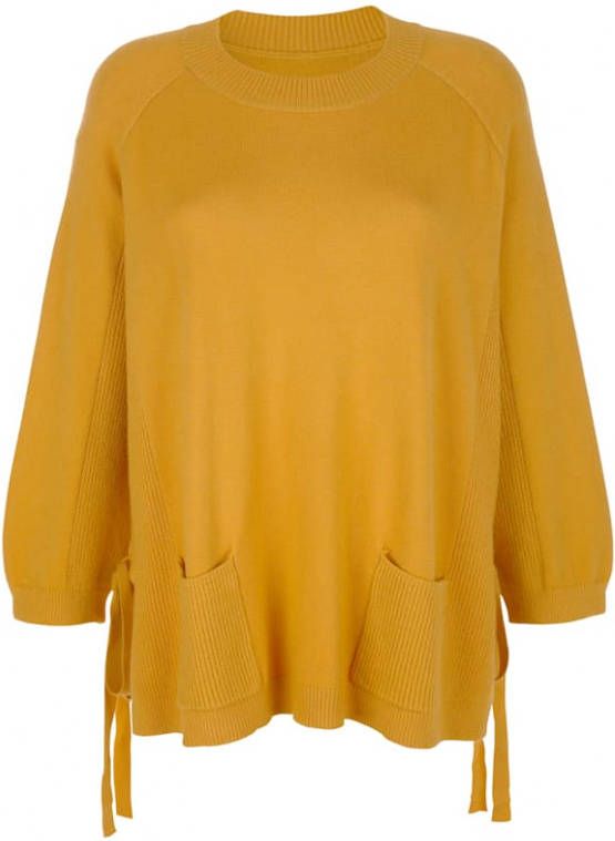 alba moda Trui met bandjes opzij te knopen Mosterdgeel
