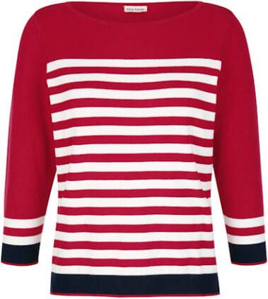 alba moda Trui met streepdessin Rood/Marine/Offwhite
