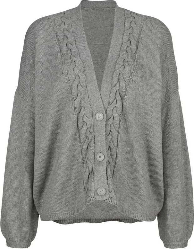 alba moda Vest met kabelpatroon allover Grijs