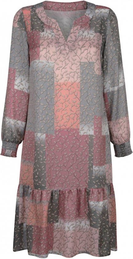 AMY VERMONT Jurk met grafisch patroon Grijs/Roze