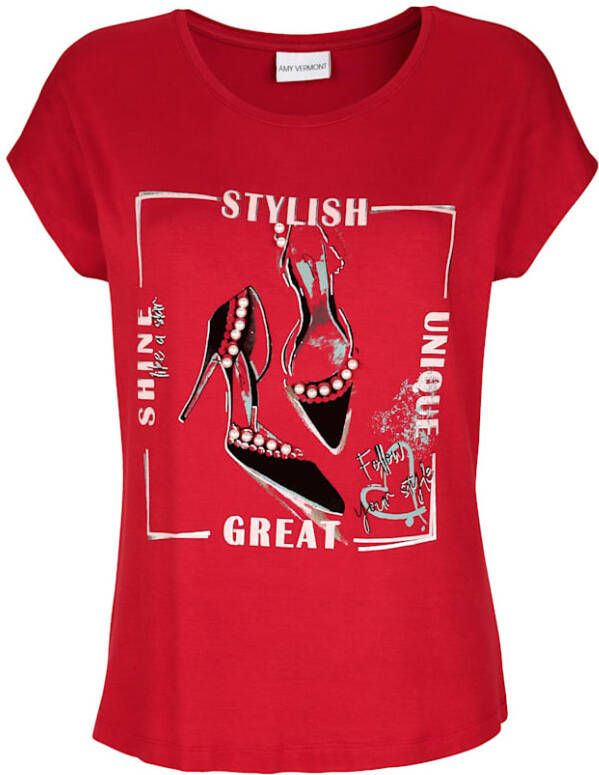 AMY VERMONT Shirt van een comfortabele viscosemix Rood
