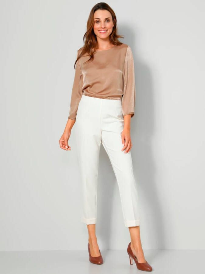 MONA 7/8 broek met flatterende persvouwen Ecru