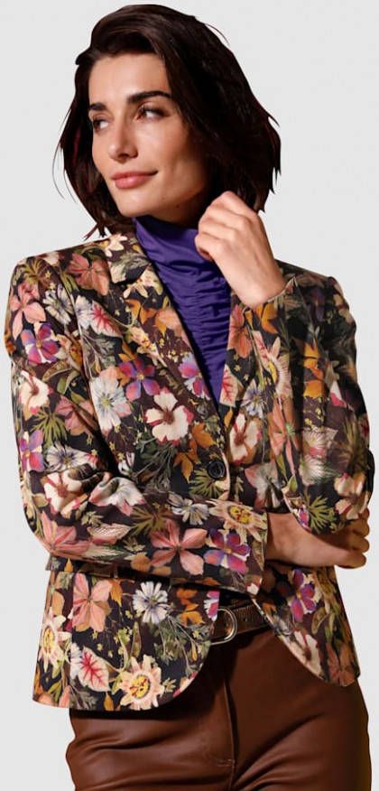 MONA Blazer met trendy bloemenprint Multicolor