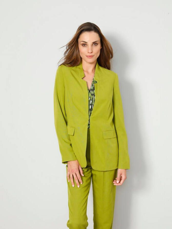 MONA Blazer van een mix van linnen en viscose Groen