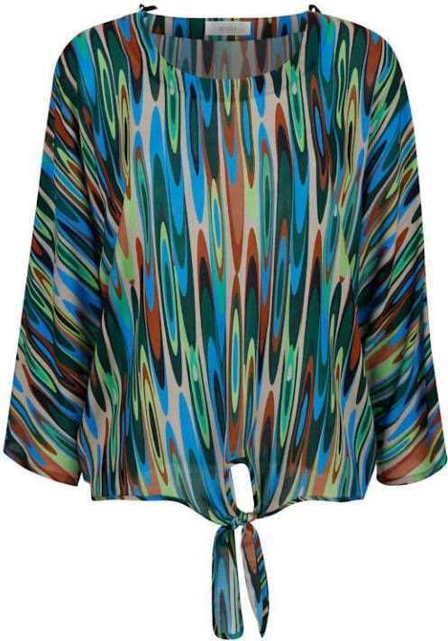 MONA Blouse met bindbandje aan de zoom Multicolor