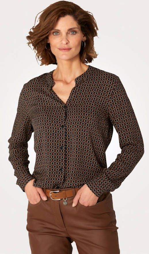 MONA Blouse met grafische print Zwart/Bruin