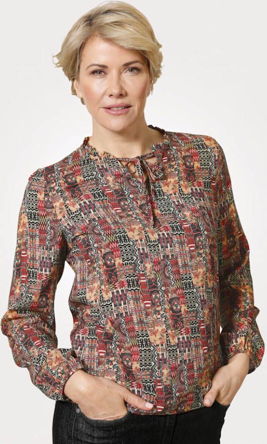 MONA Blouse met kraagje met ruches Terracotta/Rood