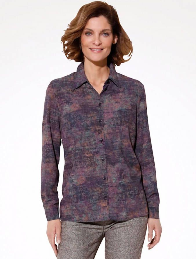 MONA Blouse met mooi dessin Paars/Multicolor