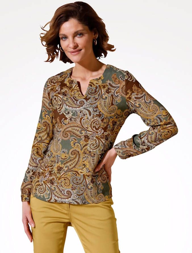 MONA Blouse met paisleyprint Groen/Bruin