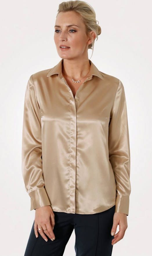 MONA Blouse van elastisch satijn Goudkleur