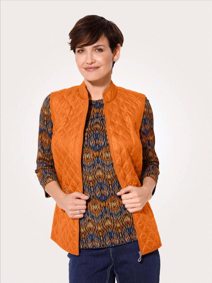 MONA Bodywarmer met flatterende stiksels Oranje