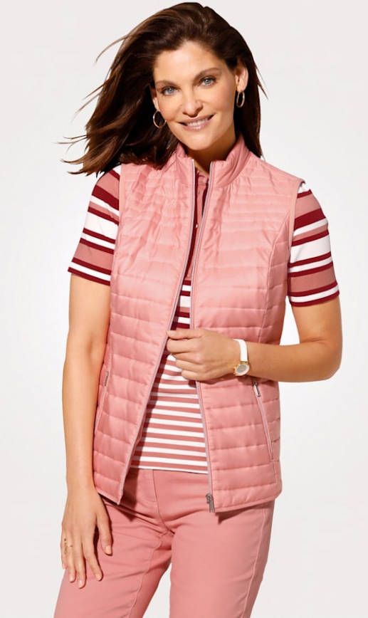 MONA Bodywarmer met flatterende stiksels Roze