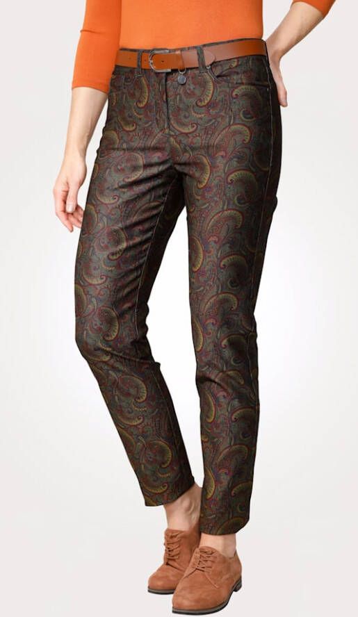 MONA Broek met decoratieve contrastnaden Multicolor