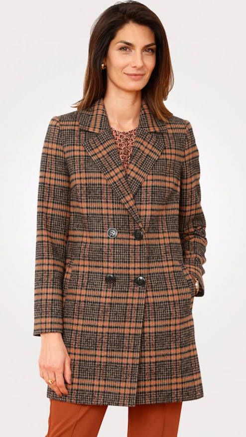 MONA Jas met ruitdessin Terracotta/Bruin