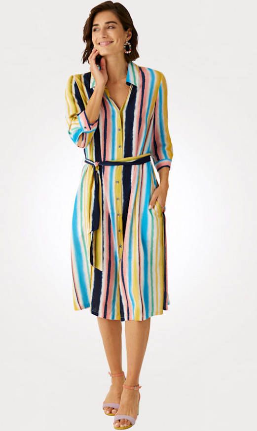 MONA Jurk met modieus streepdessin Multicolor