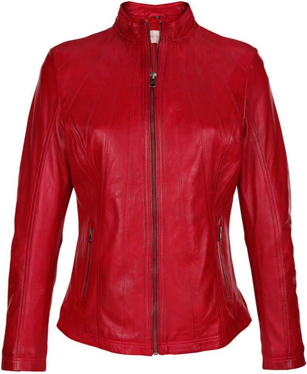 MONA Leren jas van zacht lamsnappa Berry