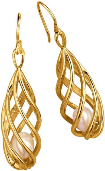 MONA Oorbellen met cultivé zoetwaterparels, echt zilver Goudkleur