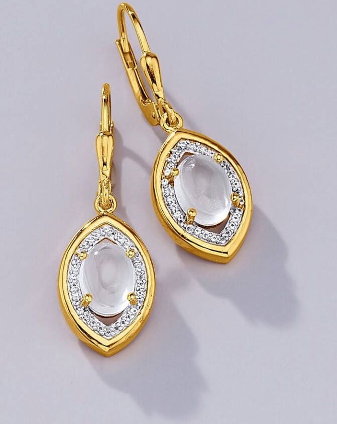 MONA Oorbellen met rozenkwarts Goudkleur