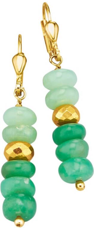 MONA Oorbellen van chrysopraas en pyriet Goudkleur