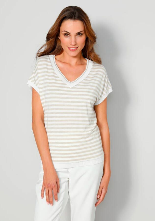 MONA Shirt met contraststrepen Goudkleur/Ecru