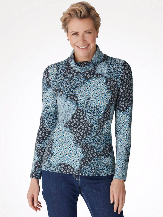 MONA Shirt van pluizig materiaal Ecru/Lichtblauw