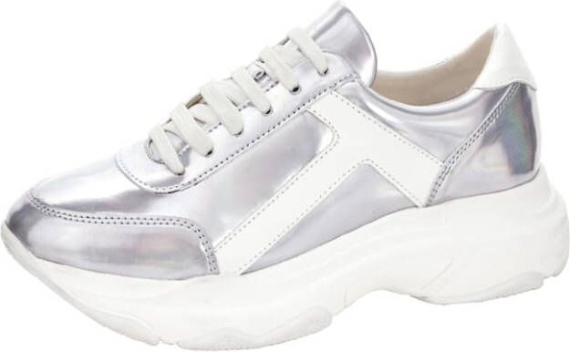 MONA Sneaker in opvallende metallic look Zilverkleur/Wit
