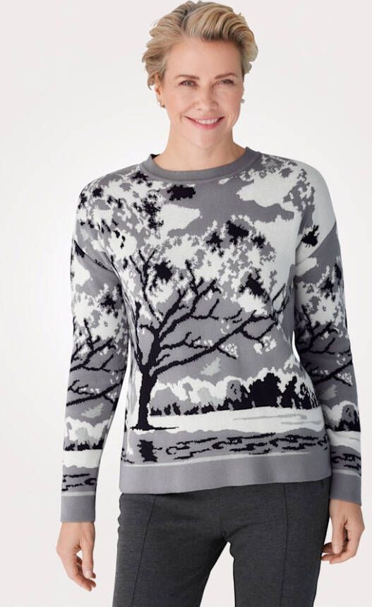 MONA Trui met aantrekkelijk breipatroon Grijs/Zilverkleur