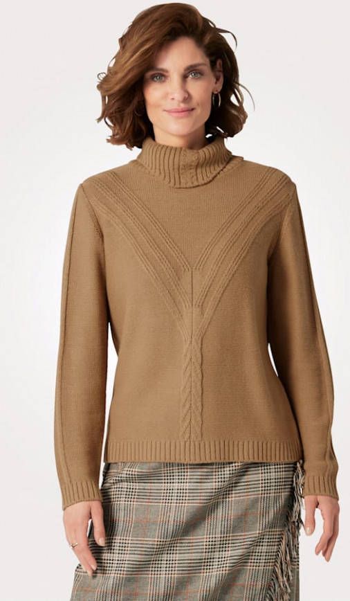 MONA Trui met luxueus structuurpatroon Camel