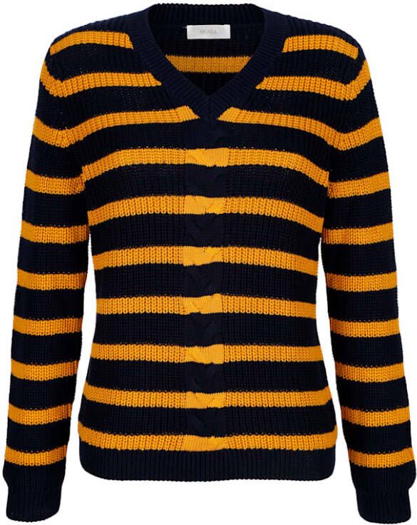 MONA Trui van zuiver katoen Marine/Mosterd