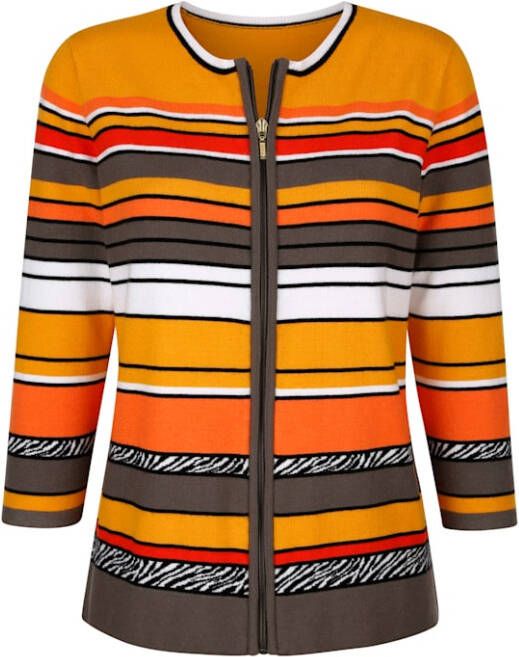 MONA Vest met elementen van jacquard Bordeaux/Goudkleur/Oranje