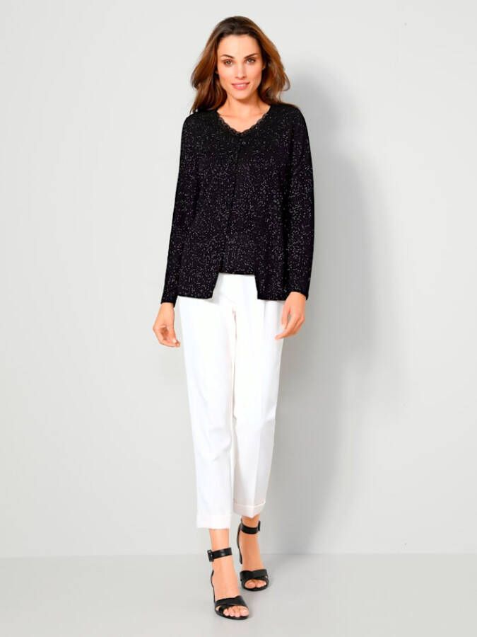 MONA Vest met subtiel glanzend effectgaren Zwart