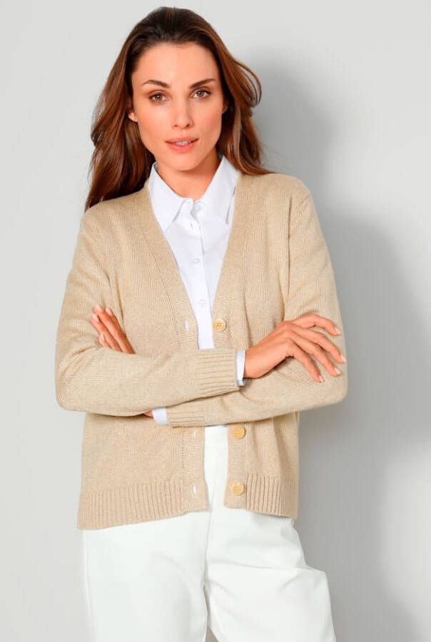 MONA Vest met ton sur ton glansgaren Goudkleur