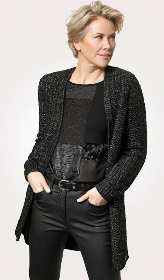 MONA Vest met trendy glansgaren Zwart/Zilverkleur