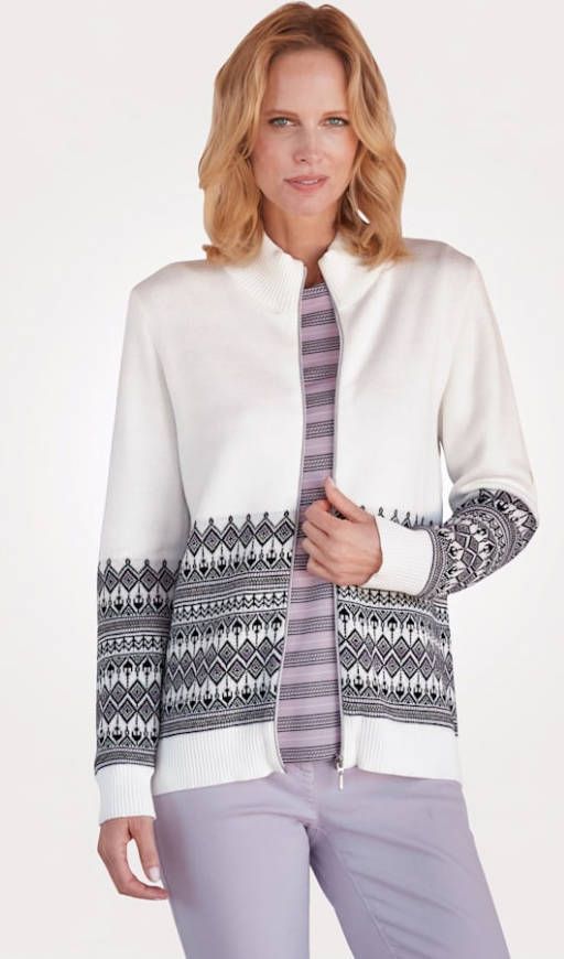 MONA Vest van jacquard Ecru/Lila