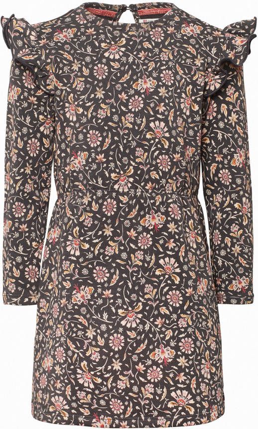 Noppies gebloemde jurk Blida antraciet