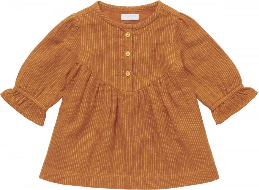Noppies gestreepte baby jurk Sheridan okergeel online kopen