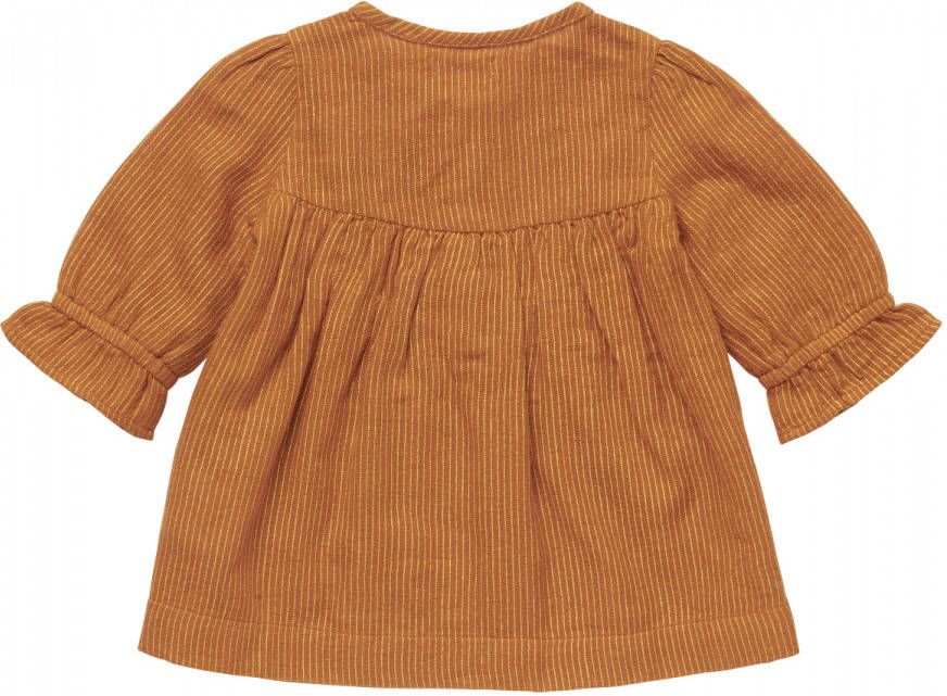 Noppies gestreepte baby jurk Sheridan okergeel