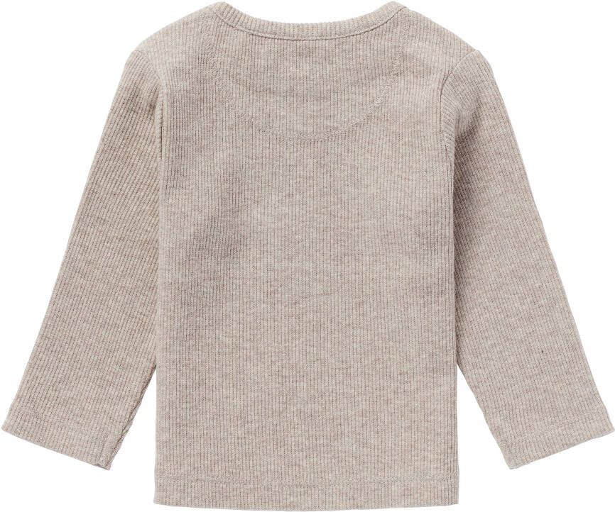 Noppies baby gemêleerde ribgebreide longsleeve Natal met biologisch katoen taupe melange
