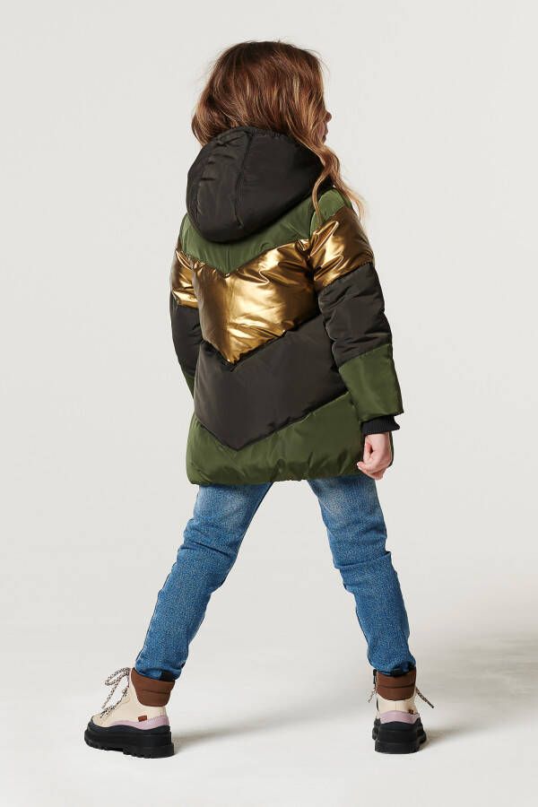 Noppies gewatteerde winterjas Buxar donkergroen/goud