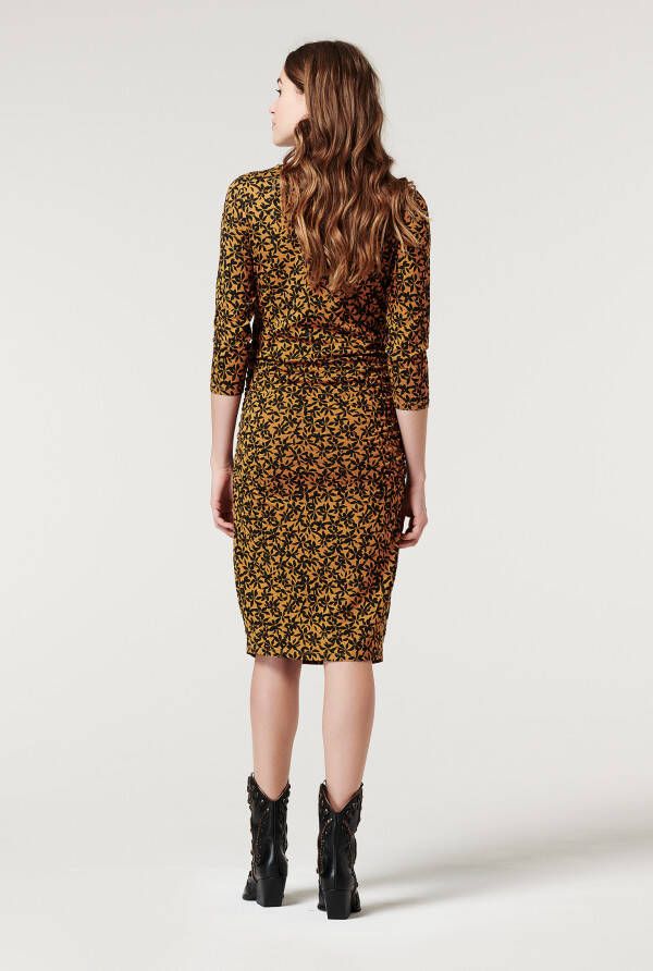 Supermom zwangerschapsjurk met all over print bruin/zwart