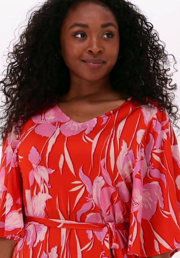 Ana Alcazar Rode Midi Jurk Dress Belt