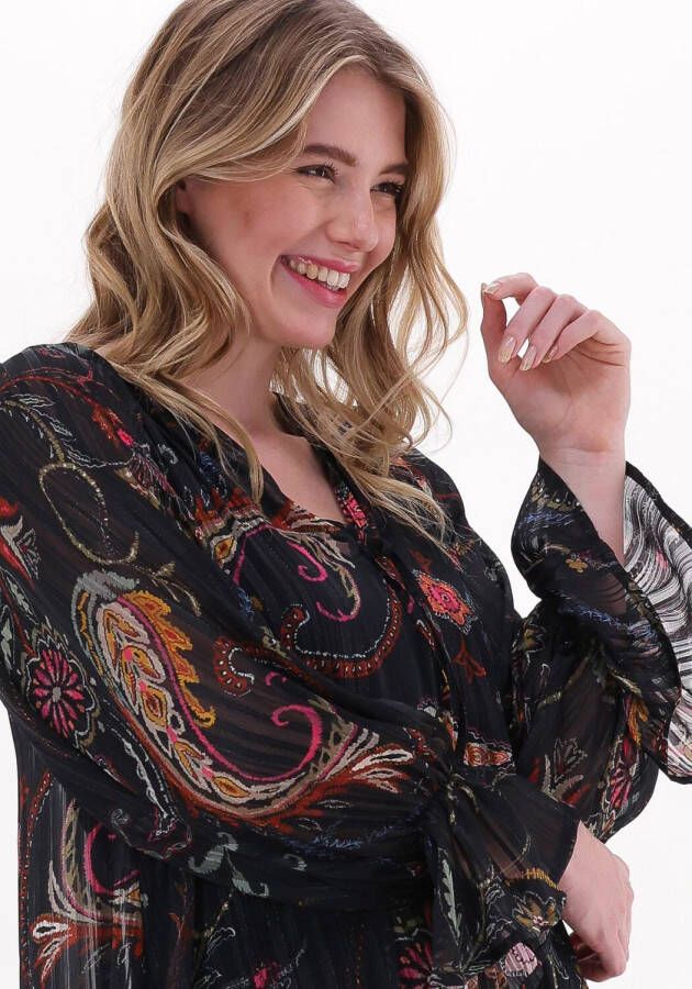 Ana Alcazar Zwarte Midi Jurk Dress Puff Sleeves Öko tex 100