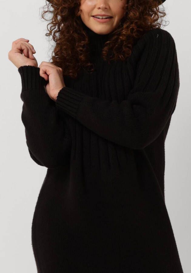 Selected Femme Zwarte Midi Jurk Nima Ls Knit Dress Camp