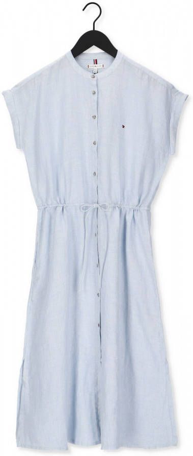 Tommy Hilfiger Lichtblauwe Midi Jurk Linen Midi Shirt Dress