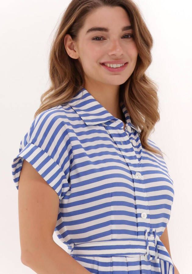 Vanilia Blauw/wit Gestreepte Maxi Jurk Button Long Dress