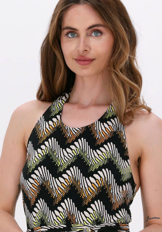 Vanilia Zwarte Maxi Jurk Retro Zigzag Dress