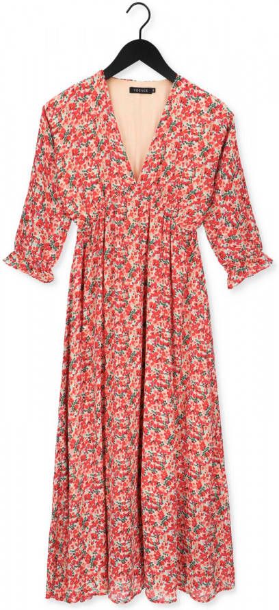 Ydence gebloemde jurk Rory rood/oranje/groen