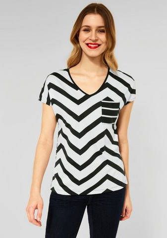 STREET ONE Shirt met V hals met afhangende schouders